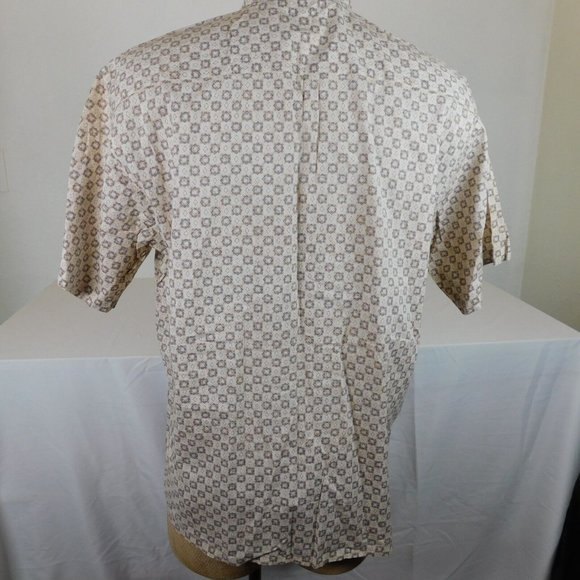 Burma Bibas Shirt Men Size L Beige Short Sleeve Point Collar Casual Button Up - Picture 5 of 10
